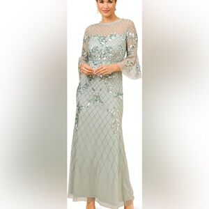 Elegant Green Embellished Dress